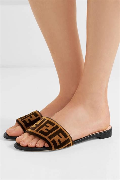 fendi logo fur velvet sandals|FENDI Sandals for Women .